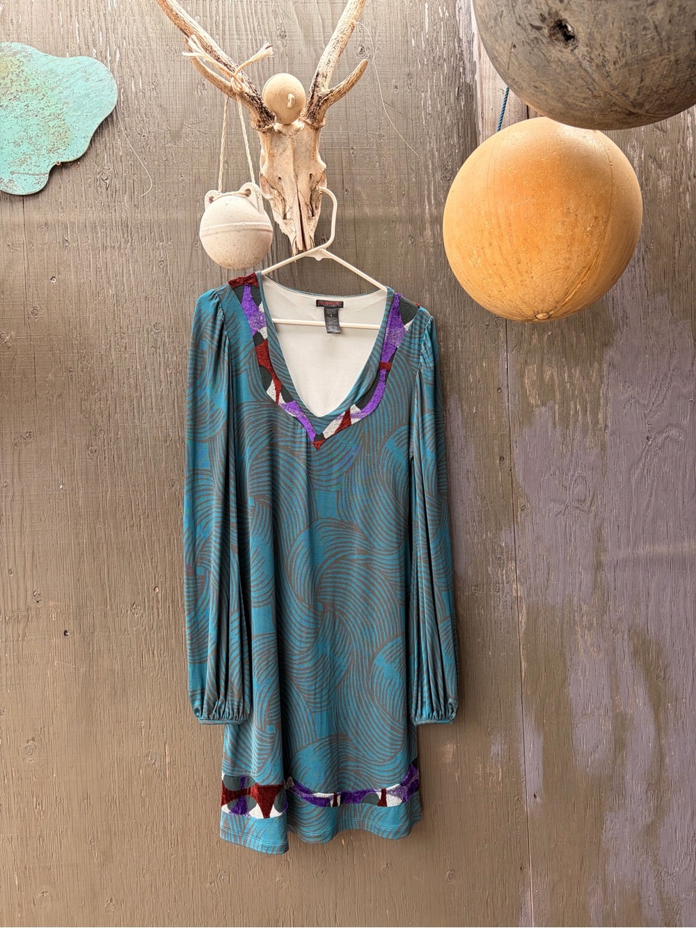 Vtg Custo Barcelona long sleeve swing dress, size 4/L